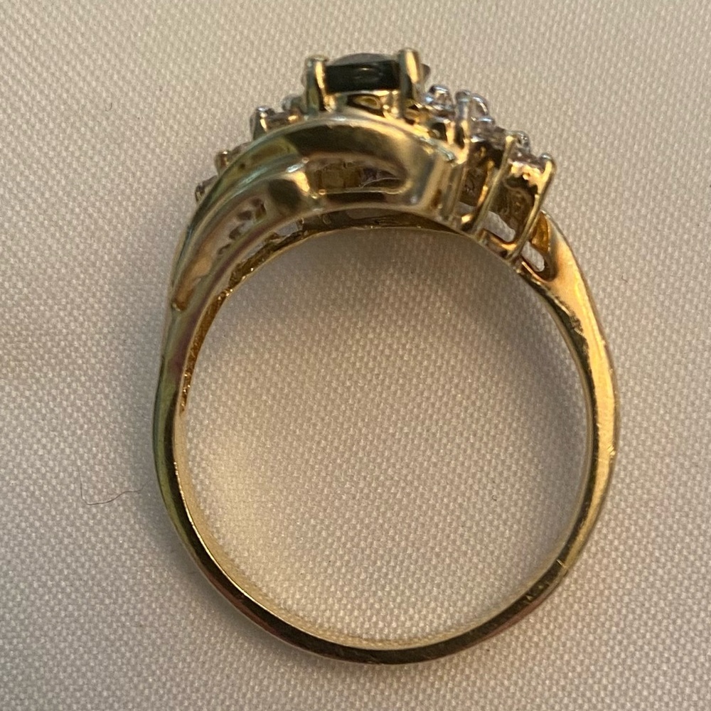 Natural 1.99 Cts Sapphire & Diamond Cluster 14K Yellow Gold Ring Sz 9.5 - Picture 8 of 11